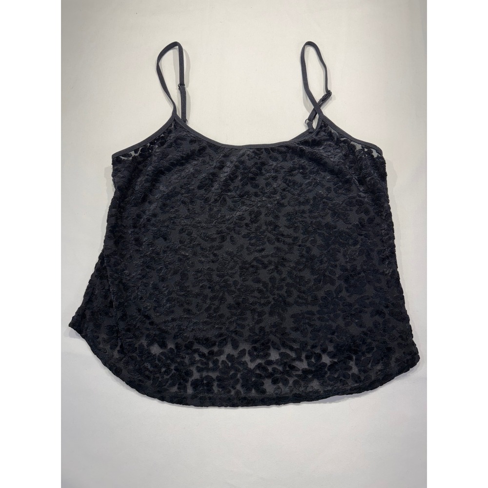 NY&CO Intimates Black Burnout Cheetah Camisole See Through Tank Top Large